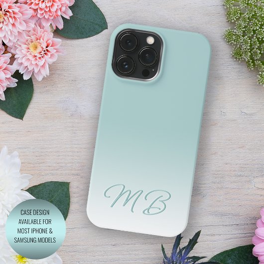Etui iPhone 13 Pro Max Monogramme vert à la menthe de mer Élégante person