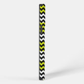 Etui iPhone 13 Pro Max Monogramme Zigzag Chevron Vert Blanc Noir (Côté droit)
