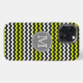 Etui iPhone 13 Pro Max Monogramme Zigzag Chevron Vert Blanc Noir (Verso Horizontal)