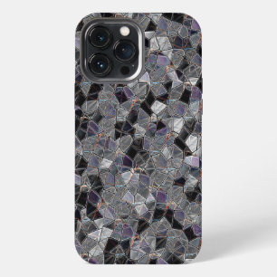 Etui iPhone 13 Pro Max Mosaïque noire et grise avec des couleurs partiell