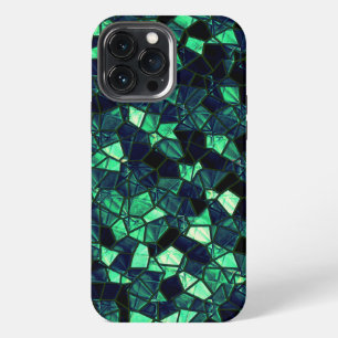 Etui iPhone 13 Pro Max Mosaïque verte noire avec couleur partiellement en