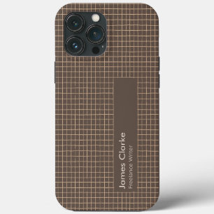 Etui iPhone 13 Pro Max Motif à carreaux brun crème délicat