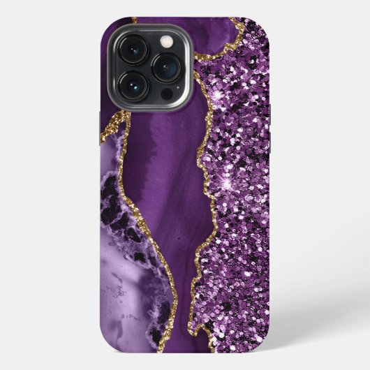 ETUI iPhone 13 PRO MAX MOTIF AGATE OR & VIOLET (Verso)
