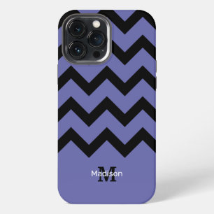 Etui iPhone 13 Pro Max motif Chevron noir violet Monogramme