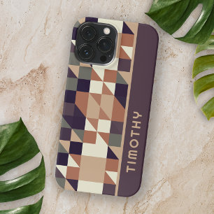 Etui iPhone 13 Pro Max Motif d'art Carré Triangles Polygon Personnalisé