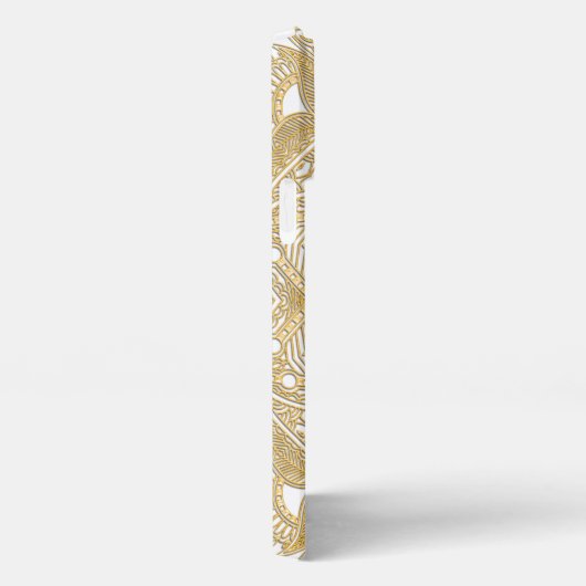 Etui iPhone 13 Pro Max Motif d'art Mandala Gold Classy en blanc (Côté droit)