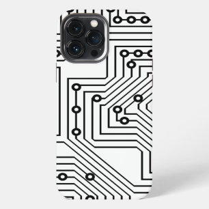 Etui iPhone 13 Pro Max Motif de carte de circuit imprimé rétro noir moder
