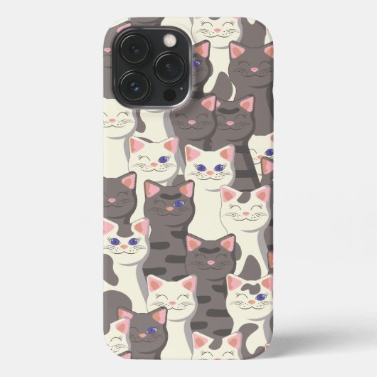 Etui iPhone 13 Pro Max Motif de chats blancs et gris (Verso)