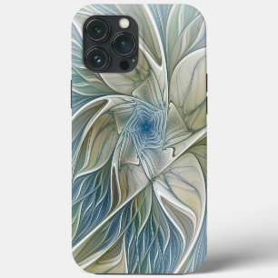 Etui iPhone 13 Pro Max Motif floral de rêve Abstrait bleu kaki fractal