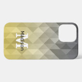 Etui iPhone 13 Pro Max Motif géométrique Cool gris jaune (Verso Horizontal)
