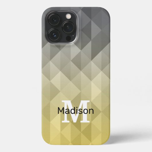 Etui iPhone 13 Pro Max Motif géométrique Cool gris jaune (Verso)