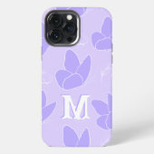 Etui iPhone 13 Pro Max Motif Papillon Bleu Lilas Moderne Monogram M (Verso)