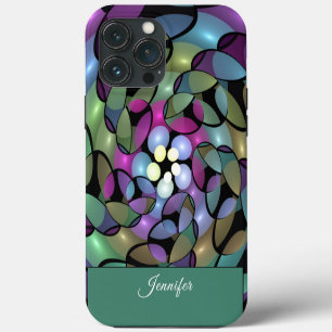 Etui iPhone 13 Pro Max Mouvements colorés Nom fractal de la trippie Abstr