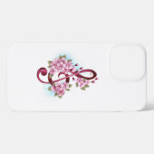 Etui iPhone 13 Pro Max Musical treble clef notes with sakura flowers (Verso Horizontal)
