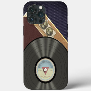 Etui iPhone 13 Pro Max Musique de gramophone rétro disque vinyle vintage