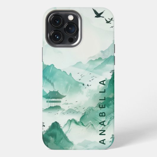 Etui iPhone 13 Pro Max Nature Art I Nom personnalisé (Verso)