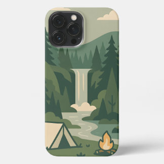 Etui iPhone 13 Pro Max Nature Camping – Coque iPhone Forêt, Cascade 