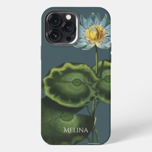 Etui iPhone 13 Pro Max Nénuphar bleu Coque-coque iphone unique -mat (Verso)