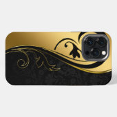 Etui iPhone 13 Pro Max Noir et Or (Verso Horizontal)