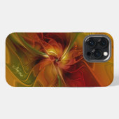 Etui iPhone 13 Pro Max Nom de fleur fractale abstraite rouge orange vert (Verso Horizontal)
