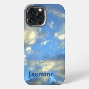 Etui iPhone 13 Pro Max Nom manuscrit simple Ciel bleu Nuages