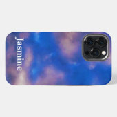 Etui iPhone 13 Pro Max Nom manuscrit simple Ciel bleu Nuages (Verso Horizontal)