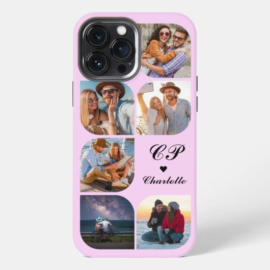 Etui iPhone 13 Pro Max Nom Monogramme 6 Photo Moderne Tendance Simple (Verso)