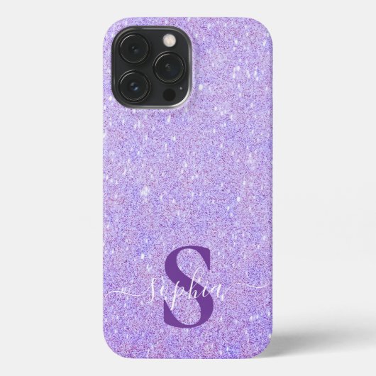 Etui iPhone 13 Pro Max Nom monogrammé pailleté élégant (Verso)