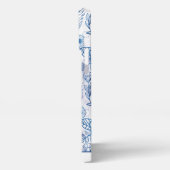 Etui iPhone 13 Pro Max Nom personnalisé motif floral bleu transparent (Côté gauche)