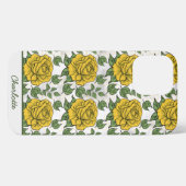 Etui iPhone 13 Pro Max Nom personnalisé motif floral jaune transparent (Verso Horizontal)