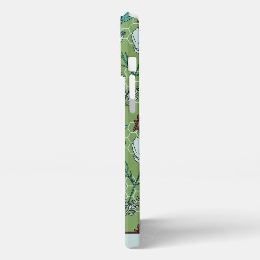 Etui iPhone 13 Pro Max Nom personnalisé motif floral vert transparent (Côté gauche)