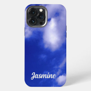Etui iPhone 13 Pro Max Nom propre manuscrit simple Ciel bleu Nuages