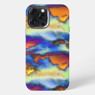 Etui iPhone 13 Pro Max Nuages usés sur orange, texture bruineuse ou décal