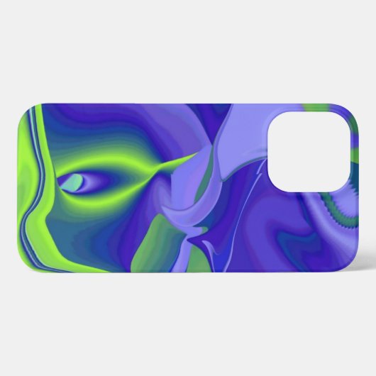Etui iPhone 13 Pro Max Oeil mal, 3D Abstrait en vert bleu violet (Verso Horizontal)