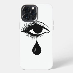 Etui iPhone 13 Pro Max Œil unique avec cil en forme de larme Noir/Blanc