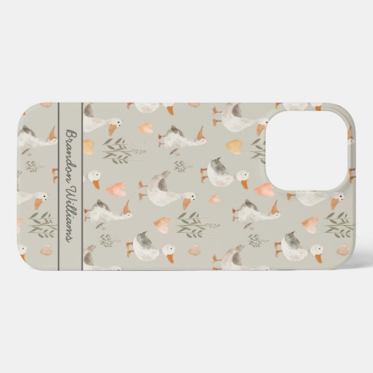 Etui iPhone 13 Pro Max Oie d'aquarelle (Verso Horizontal)