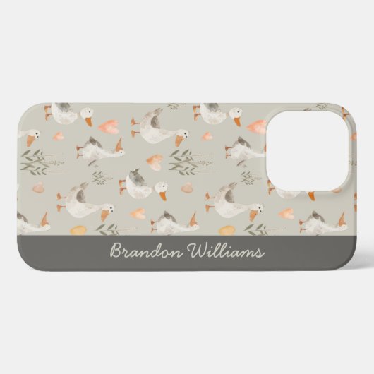 Etui iPhone 13 Pro Max Oie d'aquarelle (Verso Horizontal)