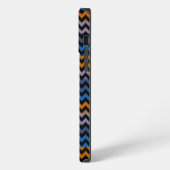 Etui iPhone 13 Pro Max Orange Bleu Noir Chevron Zigzag (Côté gauche)