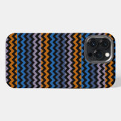 Etui iPhone 13 Pro Max Orange Bleu Noir Chevron Zigzag (Verso Horizontal)