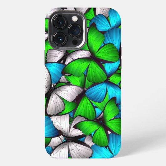 Etui iPhone 13 Pro Max Papillon bleu-vert iPhone | Papillon iPhone 13 (Verso)