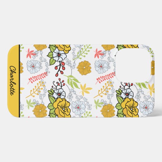 Etui iPhone 13 Pro Max Parfum fleuri vert nom personnalisé (Verso Horizontal)