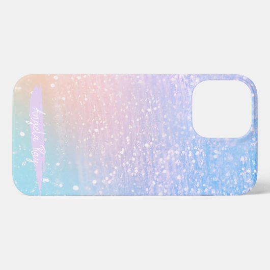 Etui iPhone 13 Pro Max Pastel Rainbow Parties scintillant moderne Glam co (Verso Horizontal)
