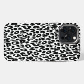 Etui iPhone 13 Pro Max Peau de léopard noir imprimé fourrure (Verso Horizontal)