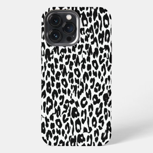 Etui iPhone 13 Pro Max Peau de léopard noir imprimé fourrure (Verso)
