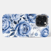 Etui iPhone 13 Pro Max Peonies bleues (Verso Horizontal)