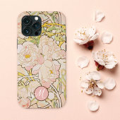 Etui iPhone 13 Pro Max Peony rose Alphonse Mucha Monogramme