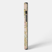 Etui iPhone 13 Pro Max Peony rose Alphonse Mucha Monogramme (Côté gauche)