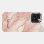 Etui iPhone 13 Pro Max Personalized Modern Rose Quartz Marble Gold (Verso Horizontal)