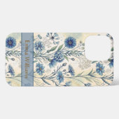 Etui iPhone 13 Pro Max Personalized Name Blue Wildflowers (Verso Horizontal)
