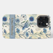 Etui iPhone 13 Pro Max Personalized Name Blue Wildflowers (Verso Horizontal)